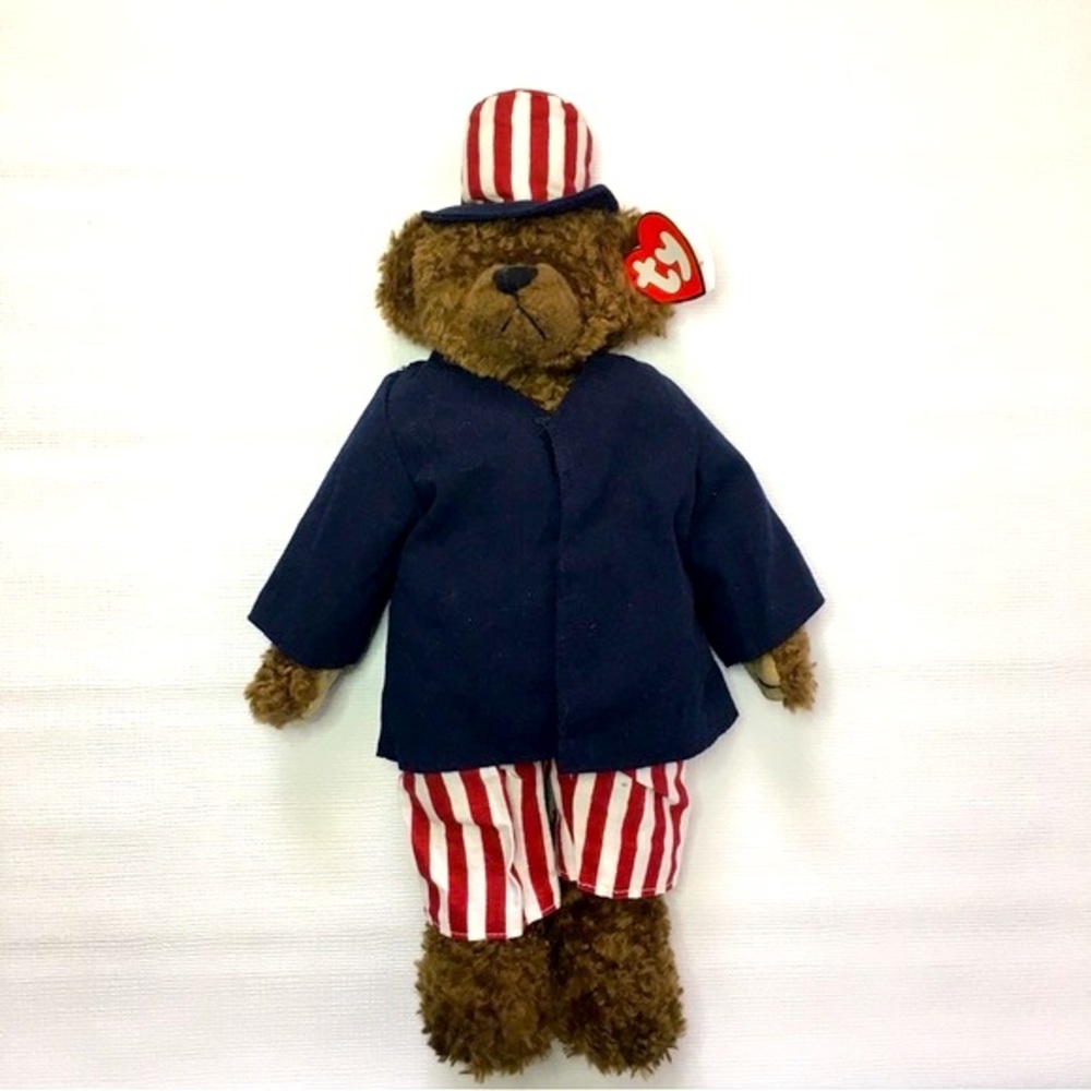 TY Attic Treasure Bear Uncle Sam Patriotic I Want You Brown 1993 Retired NWT
